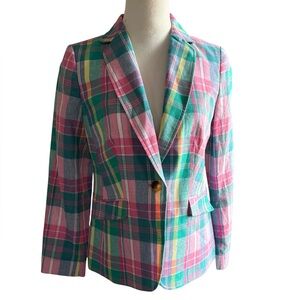 Talbots Beautiful Multicolor Madras Plaid Blazer. Size 4P